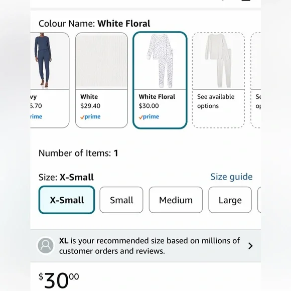 Amazon Essentials Womens Waffle Snug Fit Pajama Set- White Floral- US XS - Picture 8 of 8